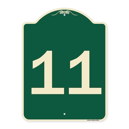 Signmission Sign with Number 11 Heavy-Gauge Aluminum Architectural Sign, 24" x 18", G-1824-22911 A-DES-G-1824-22911